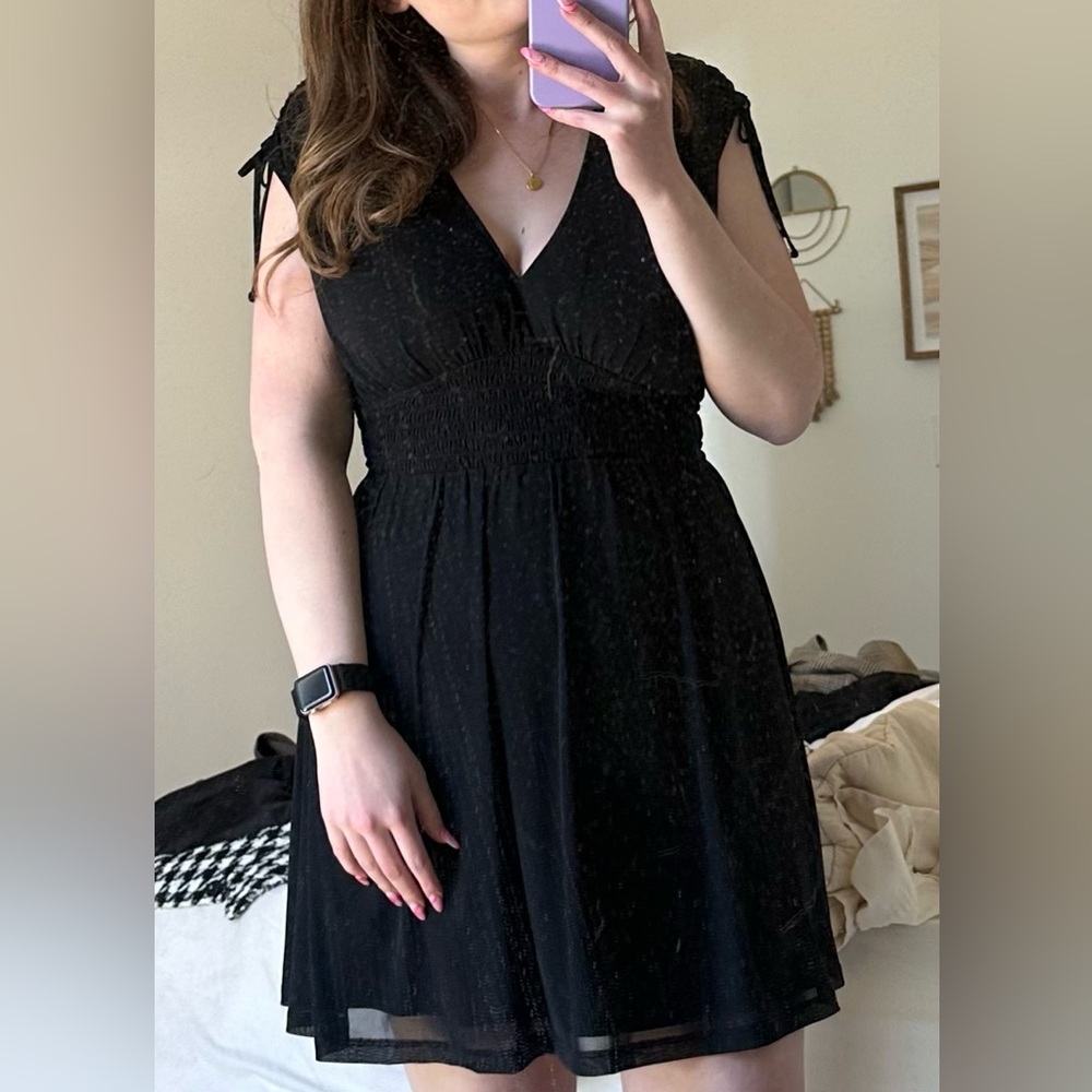 Black cinched mini dress new with tags